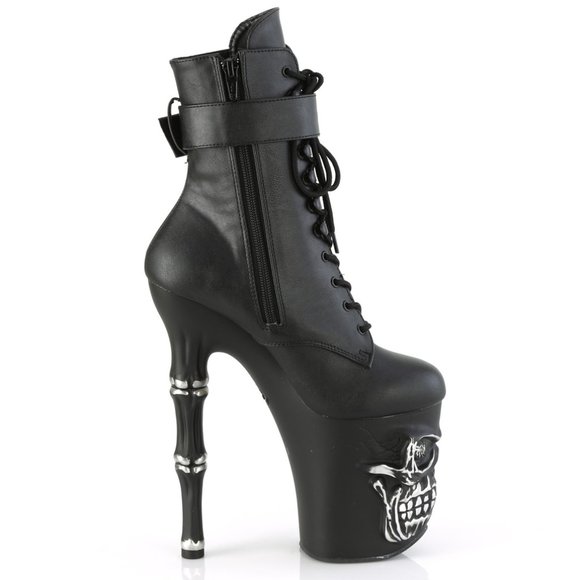 Gothic Skull Platform Lace Up High Heel Ankle Boots - Picture 5 of 5